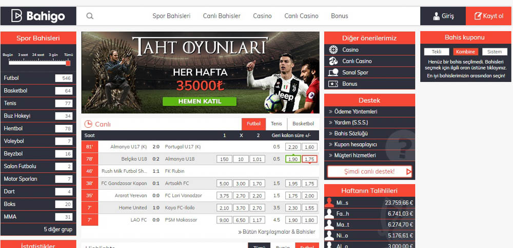 Bahigo Online Spor Bahis